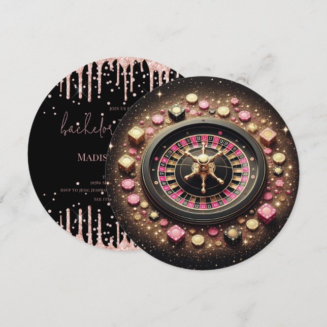 Invitación Bachelorette Casino Weekend Luxury (Anverso / Reverso)
