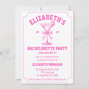 Invitación Bachelorette Club Campestre Retro Rosa