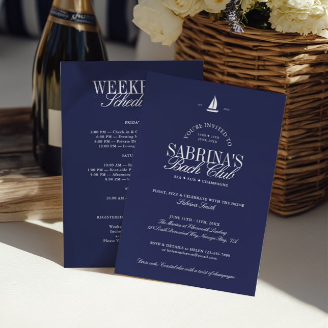 Invitación Bachelorette Coastal Weekend Itinerary (Coastal Bachelorette Weekend Itinerary Invitation)