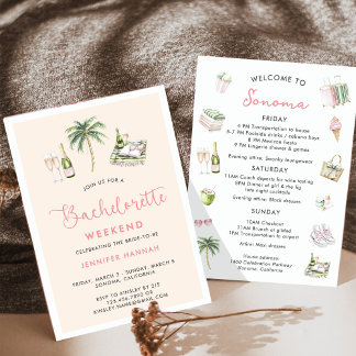 Invitación Bachelorette Country Wine Weekend Itinerary