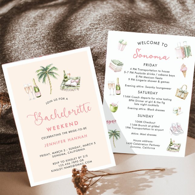 Invitación Bachelorette Country Wine Weekend Itinerary (Subido por el creador)