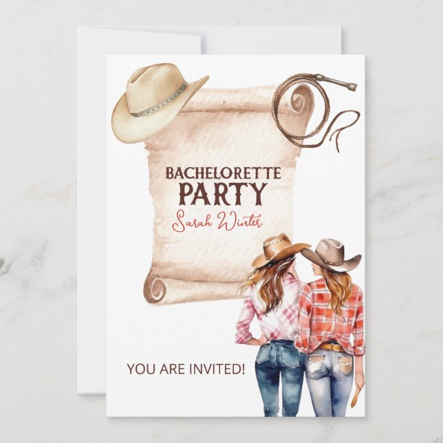 Invitación Bachelorette Cowgirl (Anverso)