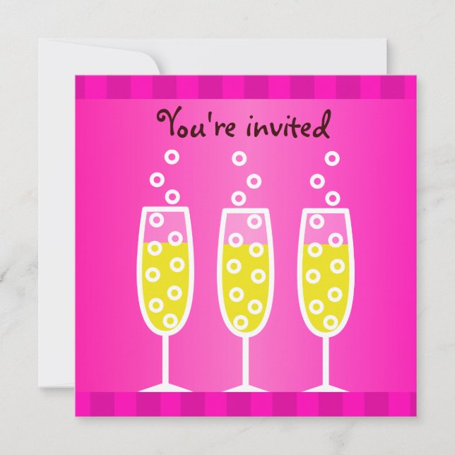 Invitación Bachelorette de Champaña Rosa (Anverso)