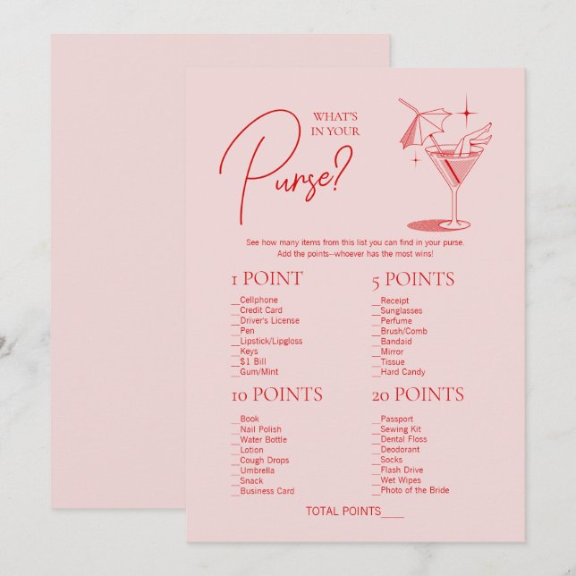 Invitación Bachelorette de cócteles retro ¿Qué hay en tu bols (Anverso / Reverso)