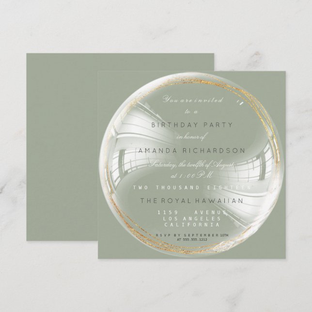 Invitación Bachelorette de Cumpleaños de la Burbuja del Círcu (Anverso / Reverso)