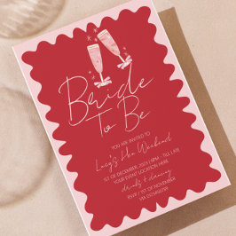 Invitación Bachelorette de fin de semana de onda rosa y roja