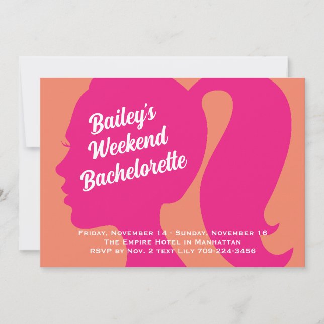 Invitación Bachelorette de fin de semana rosa y Naranja fiest (Anverso)