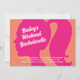 Invitación Bachelorette de fin de semana rosa y Naranja fiest