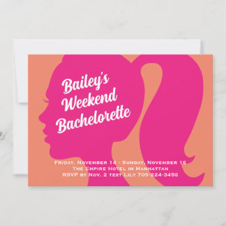 Invitación Bachelorette de fin de semana rosa y Naranja fiest