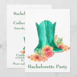 Invitación Bachelorette de Flores de Boda occidental bots de 