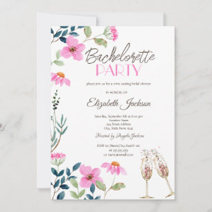 Invitación Bachelorette de flores rosas de jardín