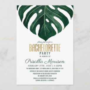 Invitación Bachelorette de oro de queso suizo tropical modern