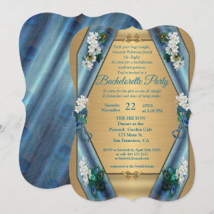 Invitación Bachelorette de oro y seda metálica verde esmerald