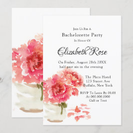 Invitación Bachelorette de Peonies Rosadas