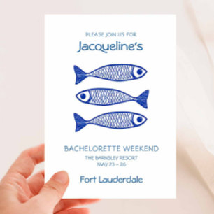 Invitación Bachelorette de pescado azul costero
