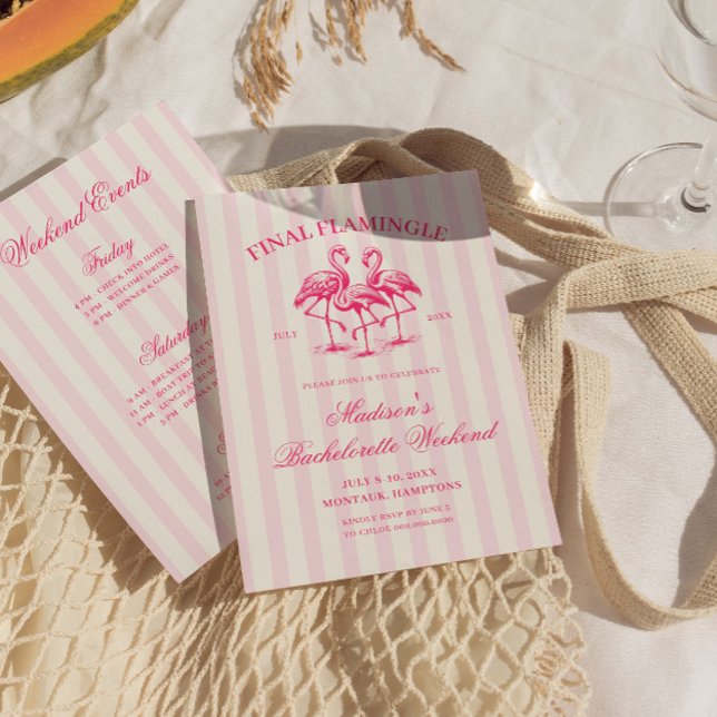 Invitación Bachelorette de rayas rosadas de hisopo final (Subido por el creador)
