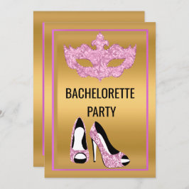 INVITACIÓN BACHELORETTE DE ROSA DE ORO ALEGA A FIESTA MASQUER
