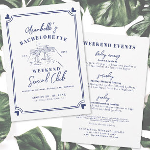 Invitación Bachelorette del club social Hand Drawn