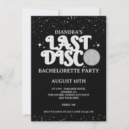Invitación Bachelorette del Purpurina 70 de Last Disco Retro