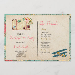 Invitación Bachelorette del tema del viaje con el tem