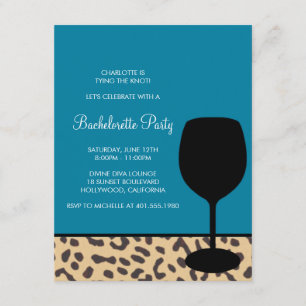 Invitación bachelorette del vino del estampado leopardo