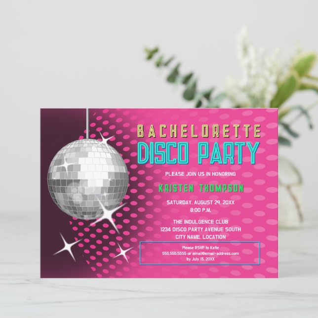 Invitación Bachelorette Disco Fiesta (Anverso de pie)