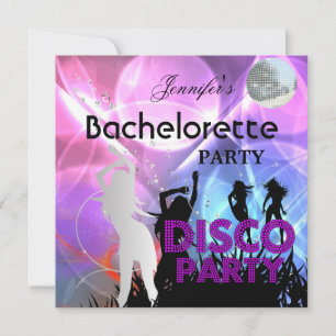 Invitación Bachelorette Disco Fiesta Rosa Negro