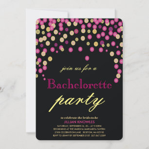 Invitación Bachelorette Faux Pink Confetti Fiesta