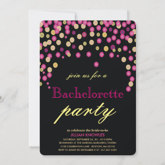 Invitación Bachelorette Faux Pink Confetti Fiesta