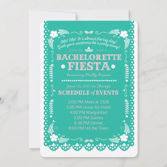 Invitación Bachelorette Fiesta (Anverso)