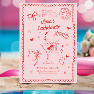 Invitación Bachelorette Fiesta de Cocktail Rosa