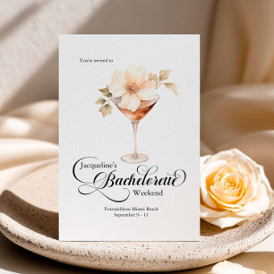 Invitación Bachelorette Floral Coctel Travel Destino