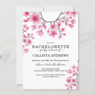 Invitación Bachelorette floral de flores de cerezo japonés de
