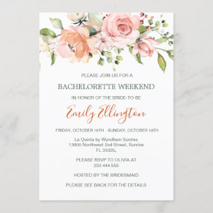Invitación Bachelorette Floral Watercolor Itinerario Fin de S