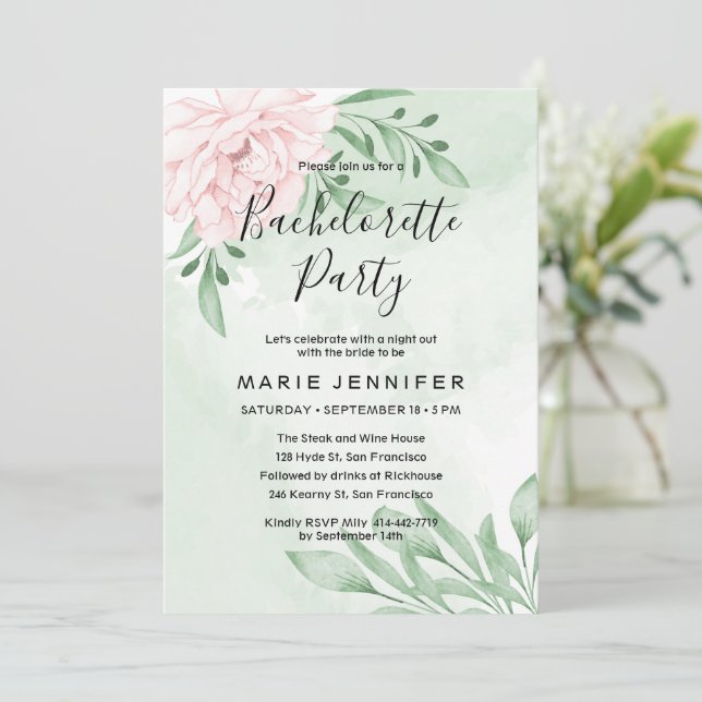 Invitación Bachelorette Foliage (Anverso de pie)