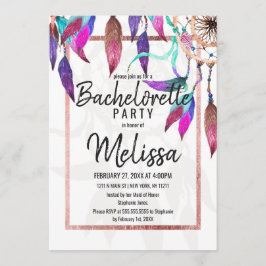 Invitación Bachelorette Gold Rosa Dreamcatcher