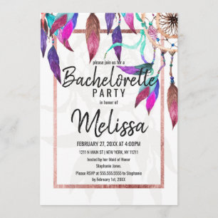 Invitación Bachelorette Gold Rosa Dreamcatcher