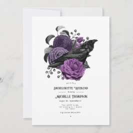 Invitación Bachelorette gótica vintage Glam Purple Floral