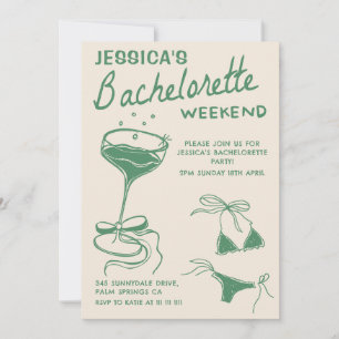 Invitación Bachelorette Green Cocktail Weekend Itinerary