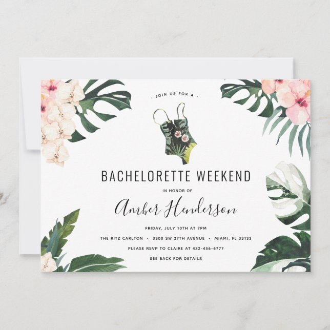 Invitación Bachelorette Itinerario de Playa Tropical (Anverso)