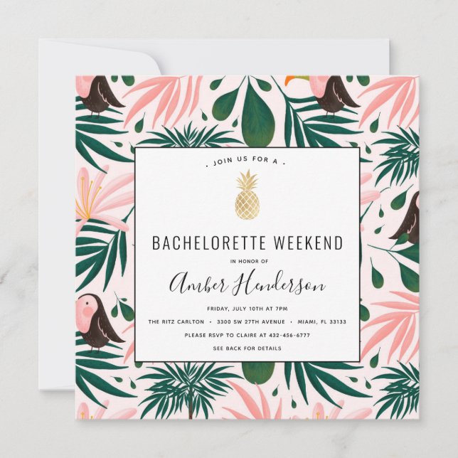 Invitación Bachelorette Itinerario de Playa Tropical (Anverso)