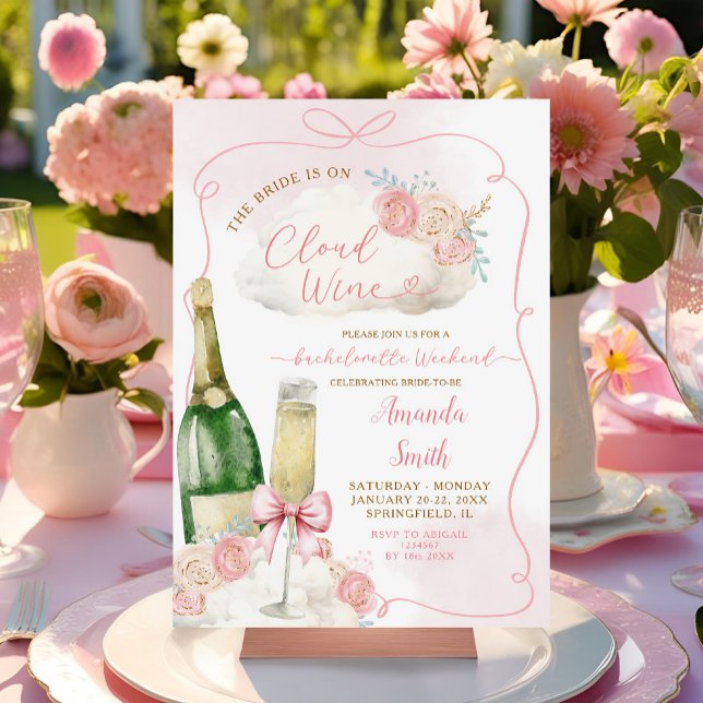 Invitación Bachelorette Itinerario de vino en la nube rosa di (Subido por el creador)