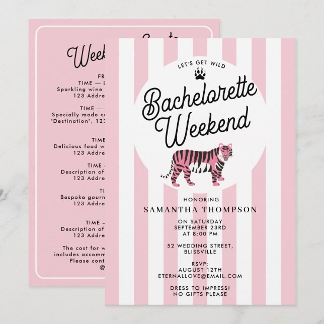 Invitación Bachelorette Itinerary Bach Weekend Retro Leopard  (Anverso / Reverso)