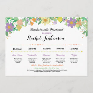 Invitación Bachelorette Itinerary Bridal Shower Purple Invite