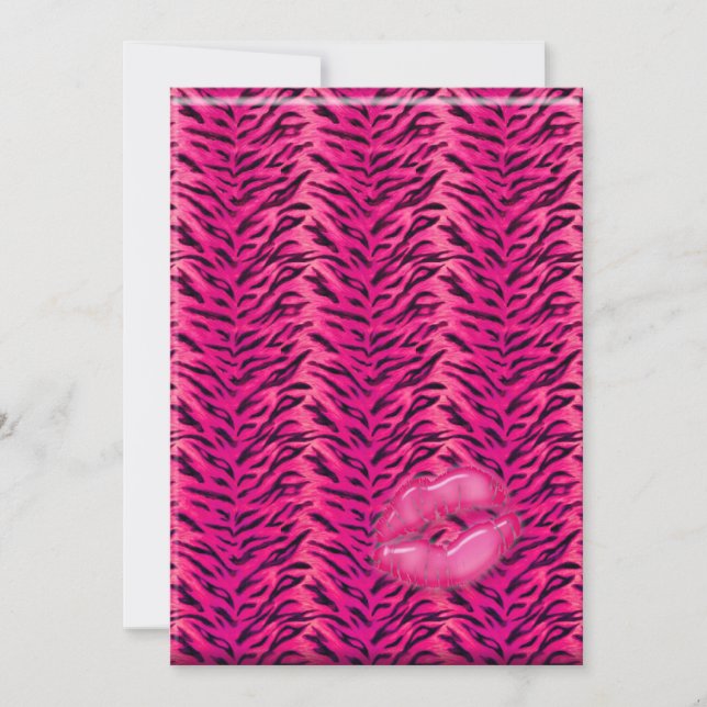 Invitación Bachelorette Labios de joyería de cebra Fiesta inv (Anverso)