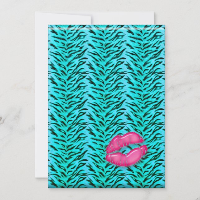 Invitación Bachelorette Labios de joyería de cebra invitan a  (Anverso)