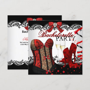 Invitación Bachelorette Lace Red Corset Champagne