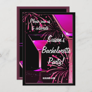 Invitación Bachelorette Martini Fiesta rosado