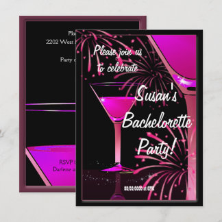 Invitación Bachelorette Martini Fiesta rosado