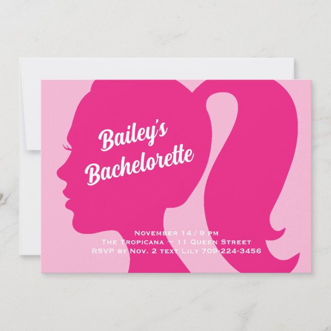 Invitación Bachelorette muy rosa fiesta (Anverso)